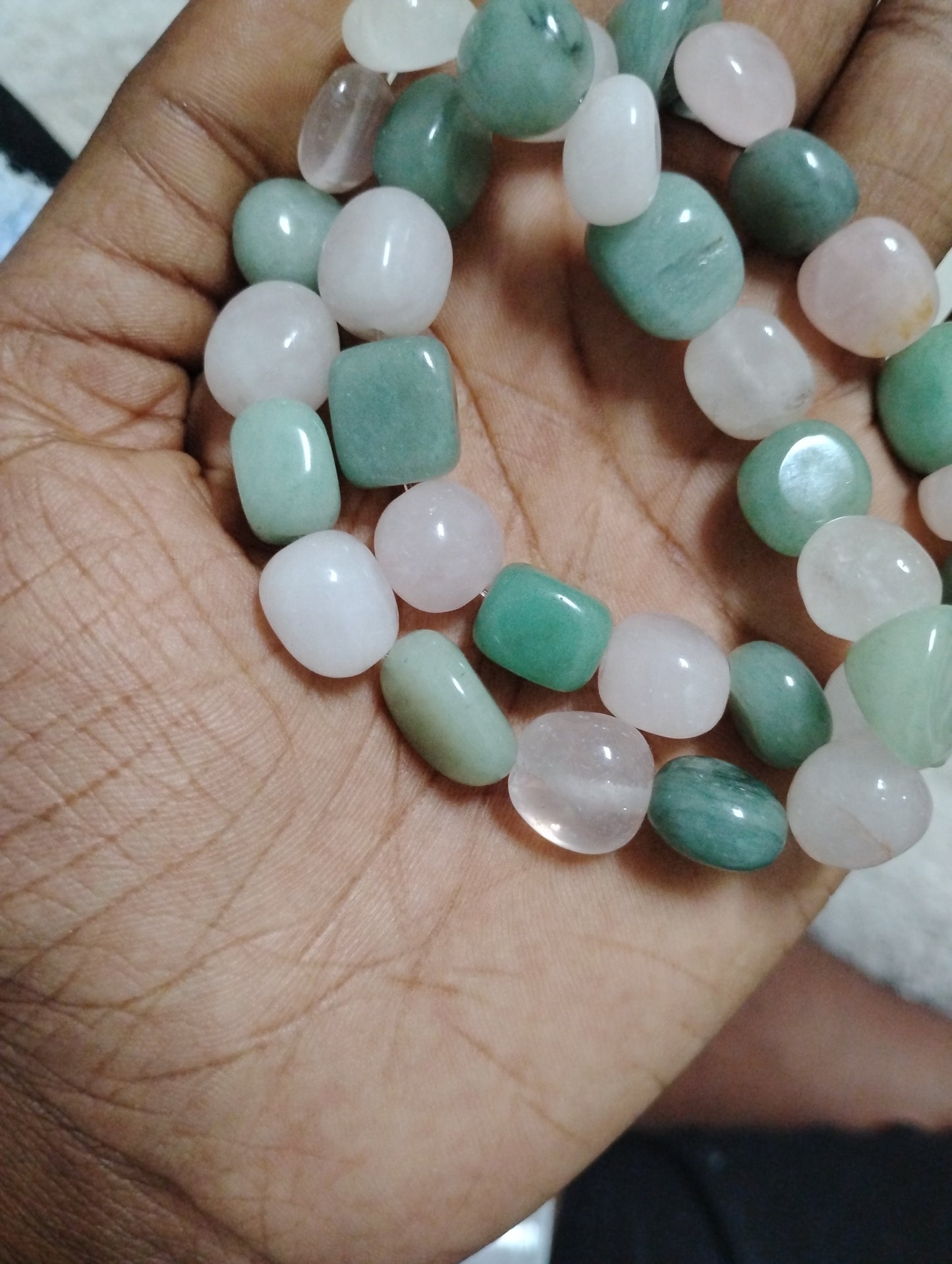 Rose Quartz and Green aventurine